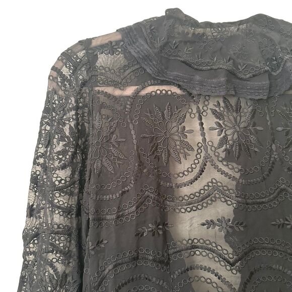 NEEDLE & THREAD Lace Ruffled‎ Wrap Midi Dress Black Sz 6 - Picture 5 of 7